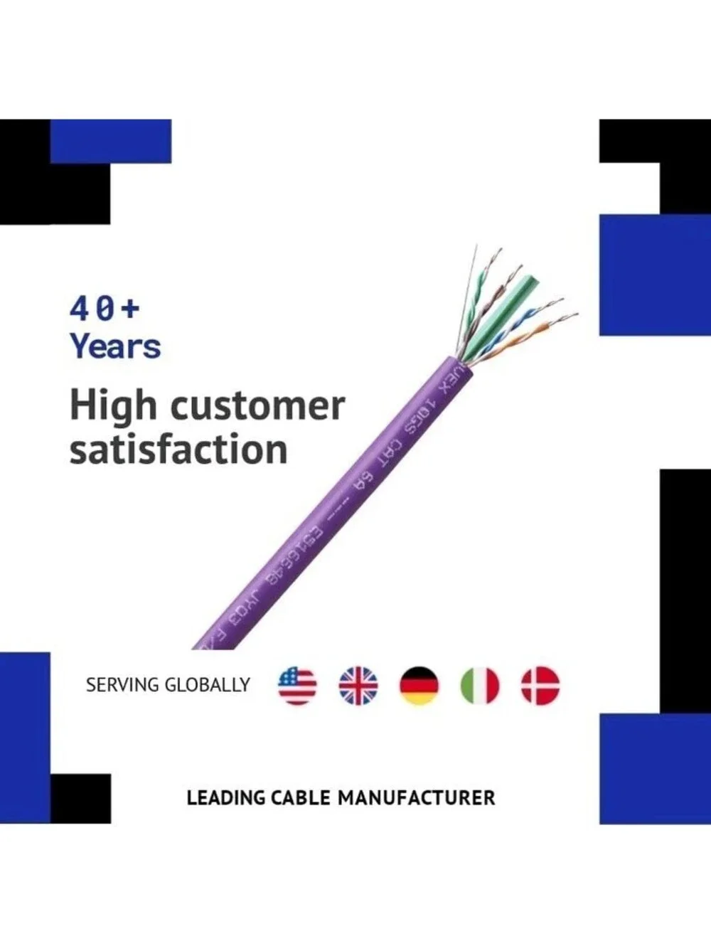 CAT 6A Riser CMR Ethernet Cable 500FT Shielded FTP [UL Listed] Purple23AWG...